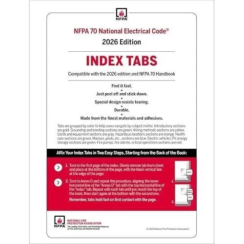 2026 National electronic code book NEC free index tab