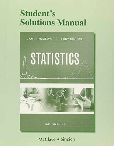 Student’s Solutions Manual for – Paperback, by McClave James T.; – Very Good