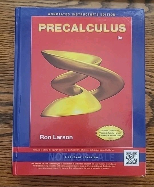 Precalculus by Ron Larson (2014, 9e Hardcover) ISBN 978-1-133-94901-5