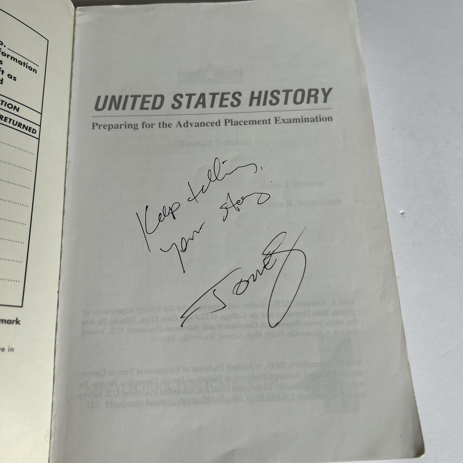 Signed Amsco Advanced Placement Edition United States History -Newman/Schmalbach