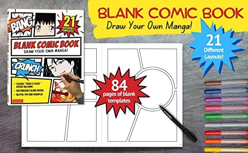 Blank Comic Book: Draw Your Own Manga! (84 Blank Pages of 21 Different Templates