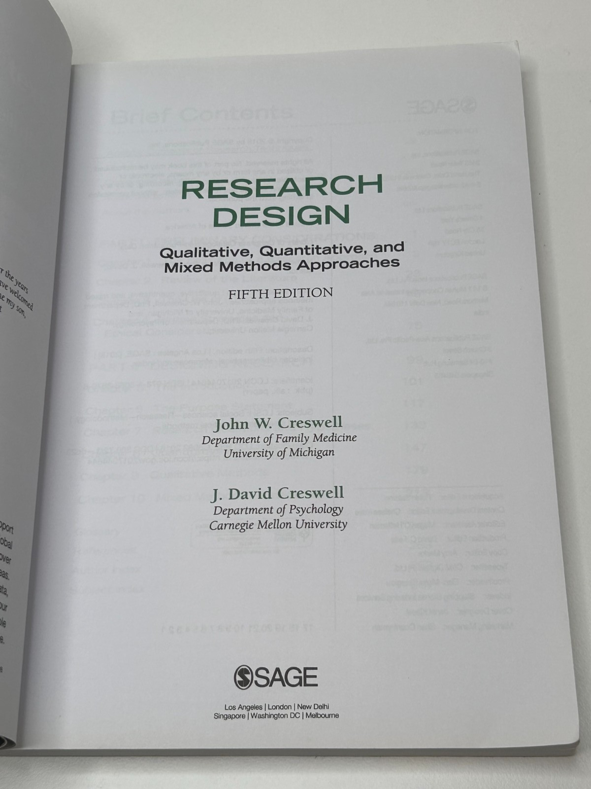 Research Design: Qualitative Quantitative & Mixed Method Approaches, 5th Ed.