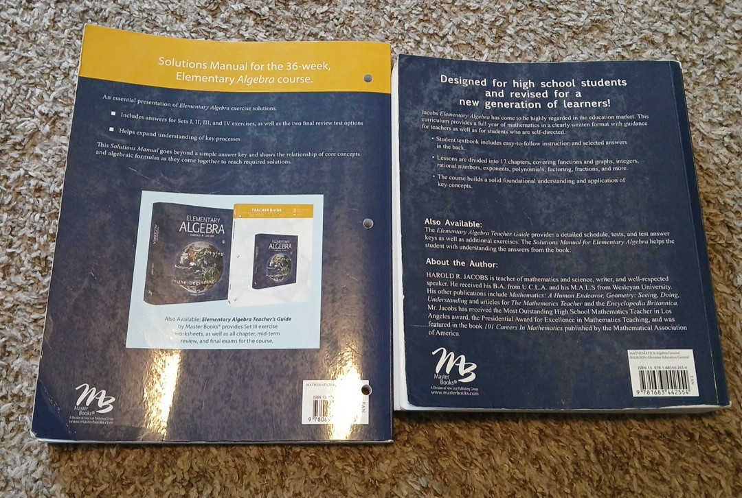 Master Books Jacob’s Elementary Algebra Curriculum Pack Student Teacher Set