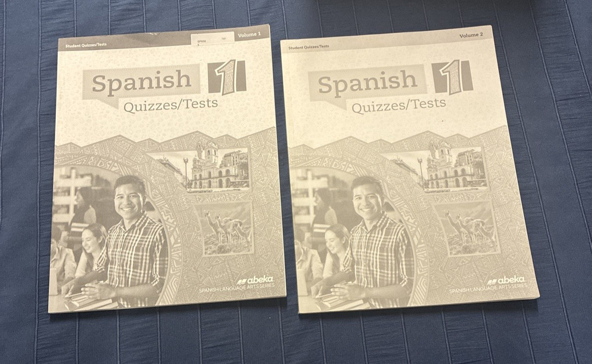 A Beka Spanish 1 Quiz & Test Book Volumes 1 and 2 – Student Tests Quizzes ABeka