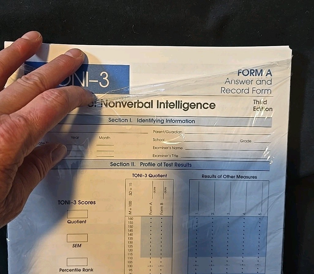 Test Of Nonverbal Intelligence 3 (TONI-3) By Pro-Ed (3rd Edition)