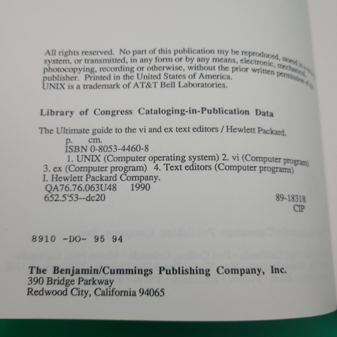 The Ultimate Guide to the vi and ex Text Editors Hewlett-Packard