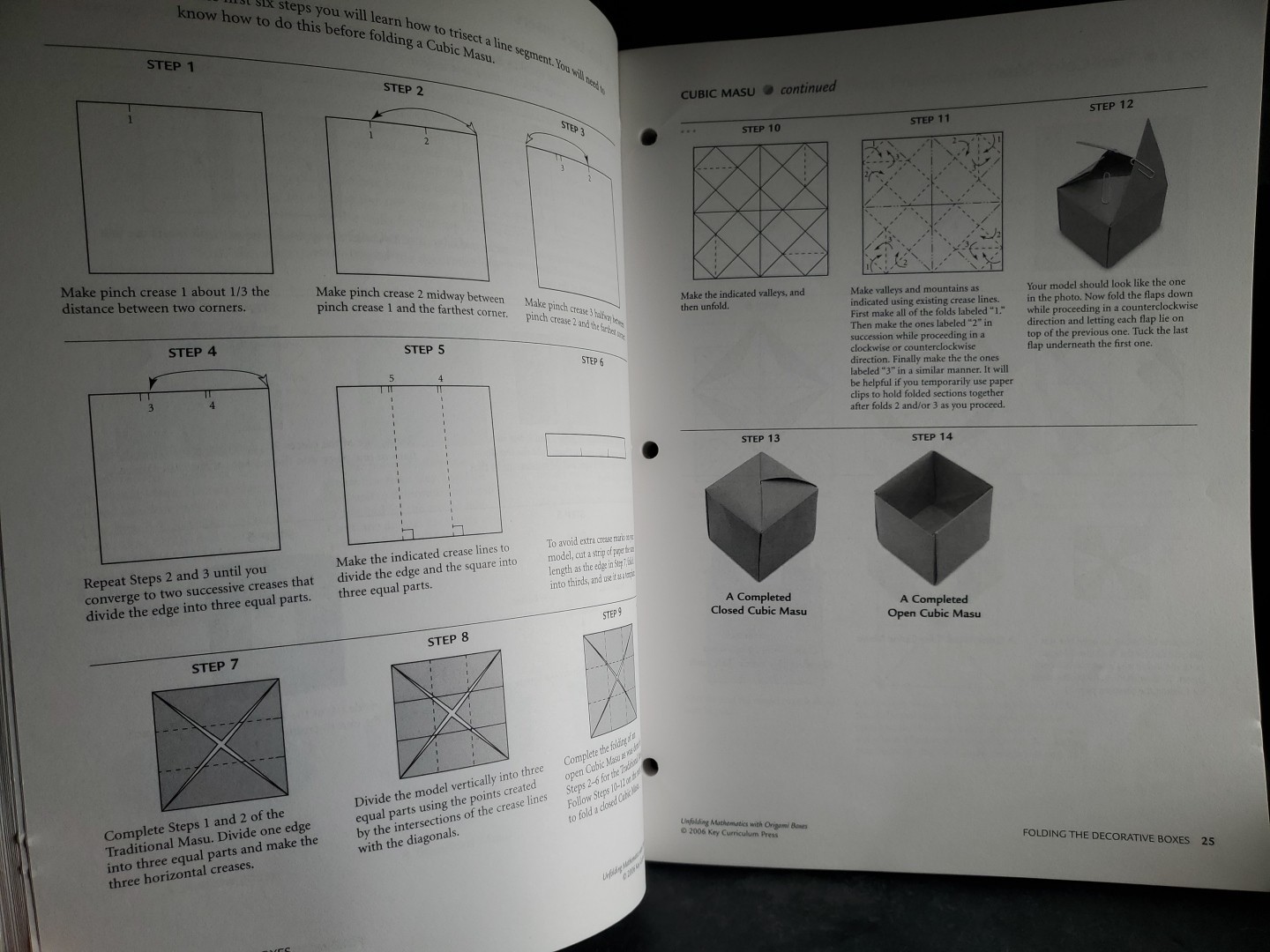 Unfolding Mathematics with Origami Boxes Tubis Signed 2006 Math Workbook