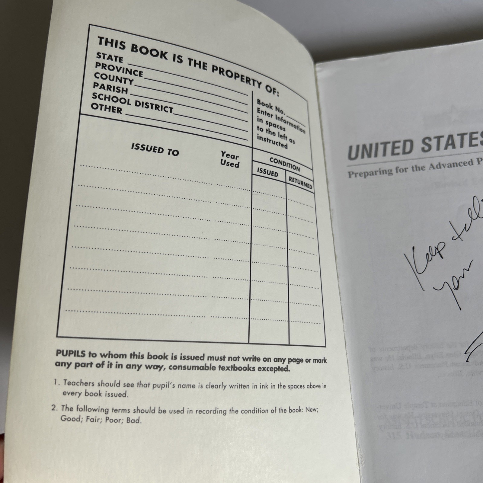 Signed Amsco Advanced Placement Edition United States History -Newman/Schmalbach