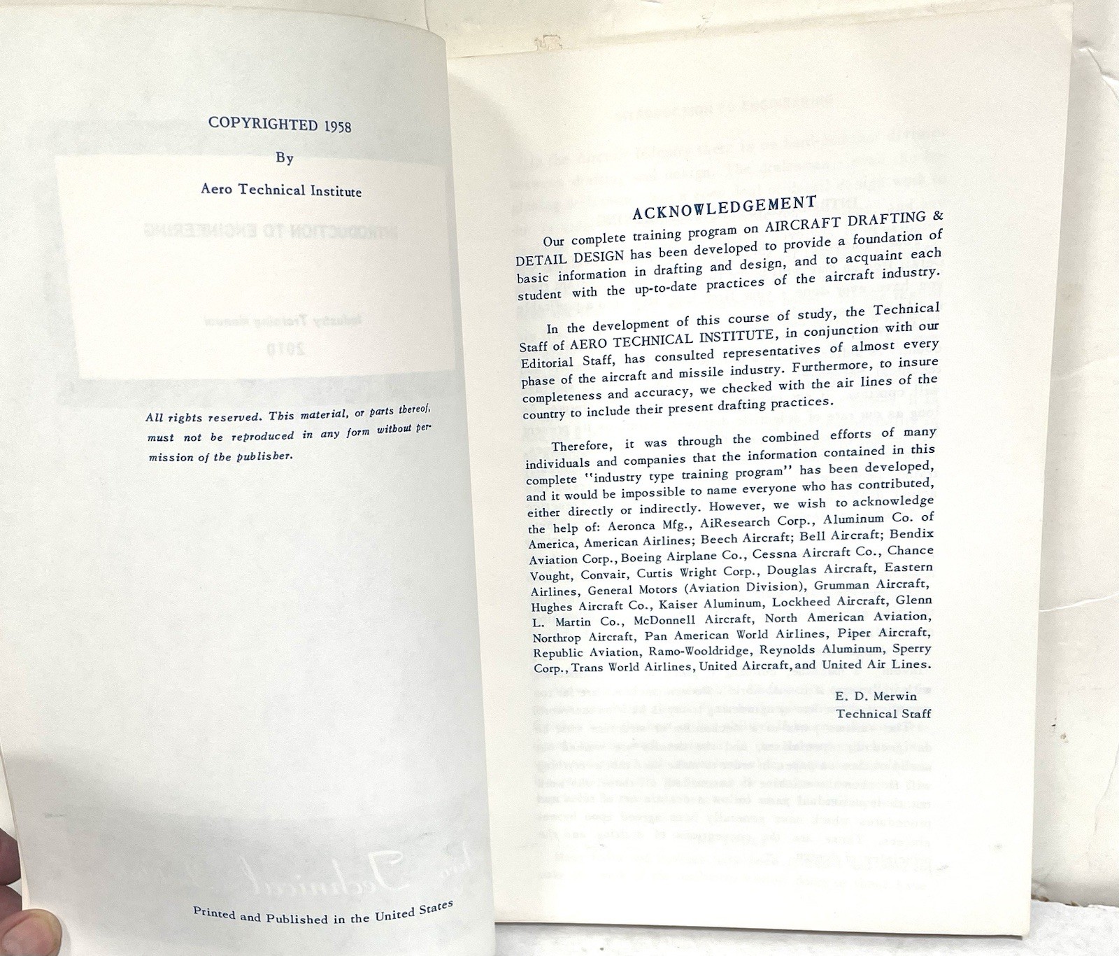 Aero Technical Institute Aircraft Drafting and Detail Design Two Book Set 1958
