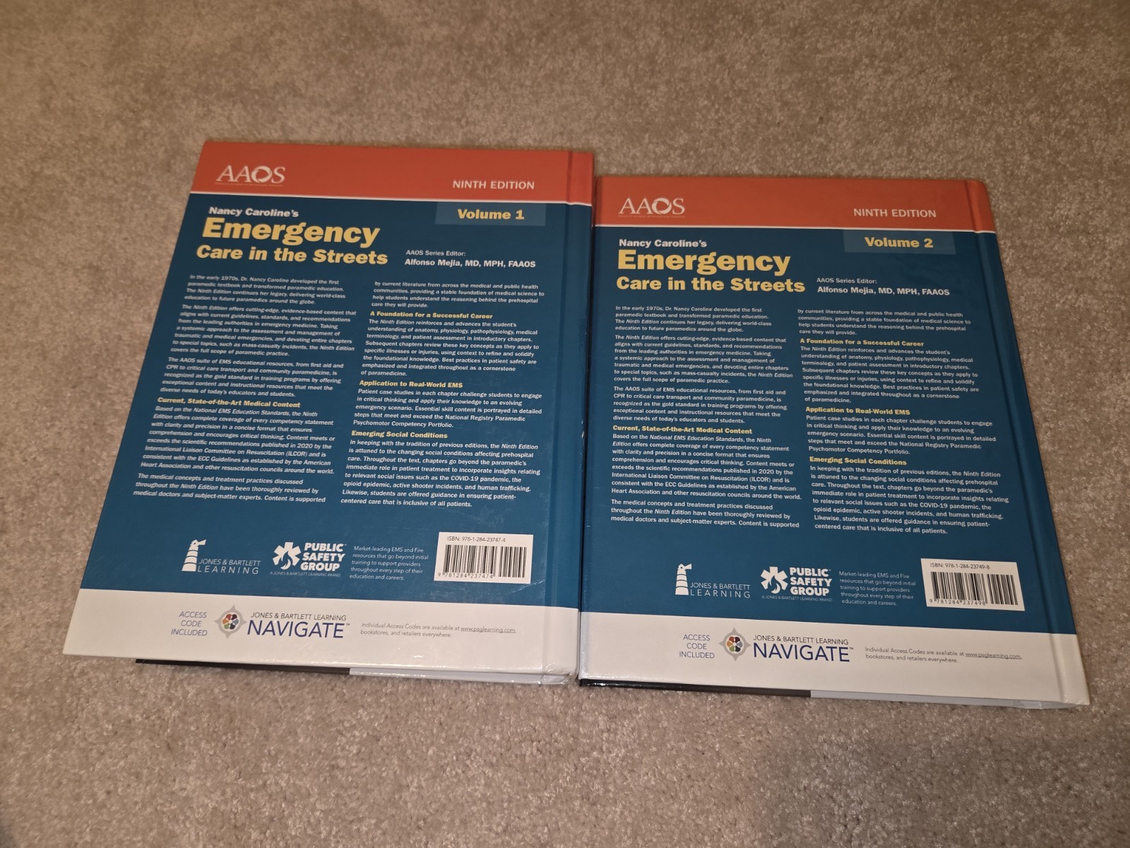 AAOS Nancy Caroline’s Emergency Care 9th Ed Vol 1 & 2 Hardcover Illustrated