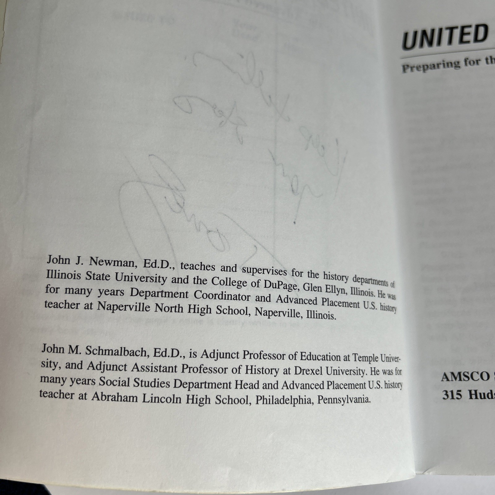 Signed Amsco Advanced Placement Edition United States History -Newman/Schmalbach