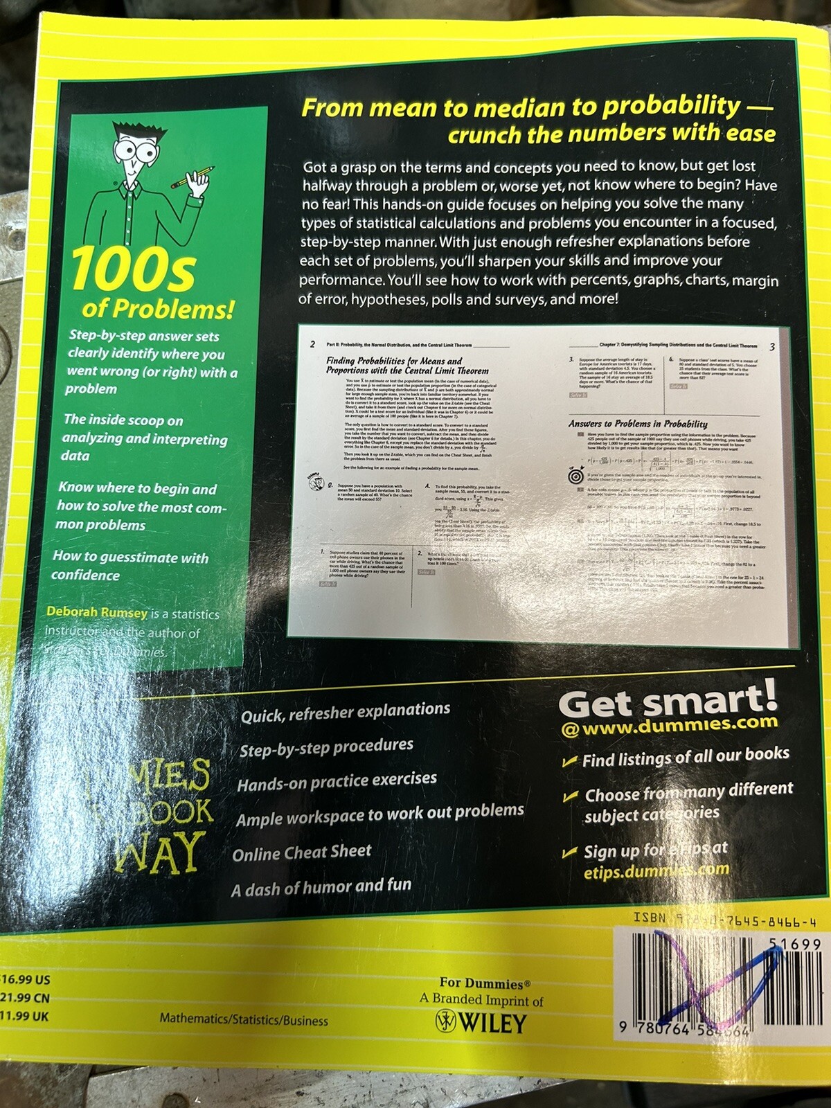 Statistics Workbook for Dummies by Deborah Rumsey (2005, Trade Paperback)