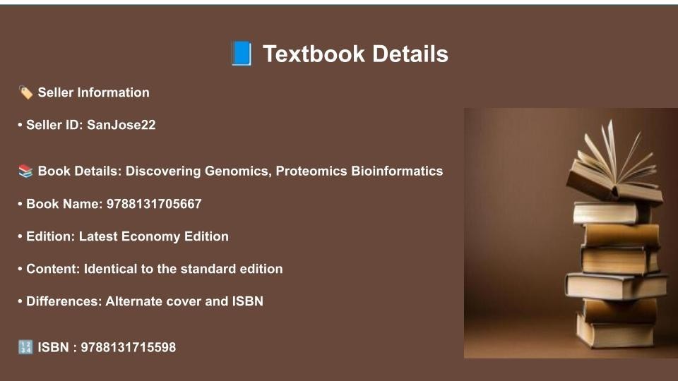 Discovering Genomics, Proteomics Bioinformatics 2nd Intl ed 9788131715598