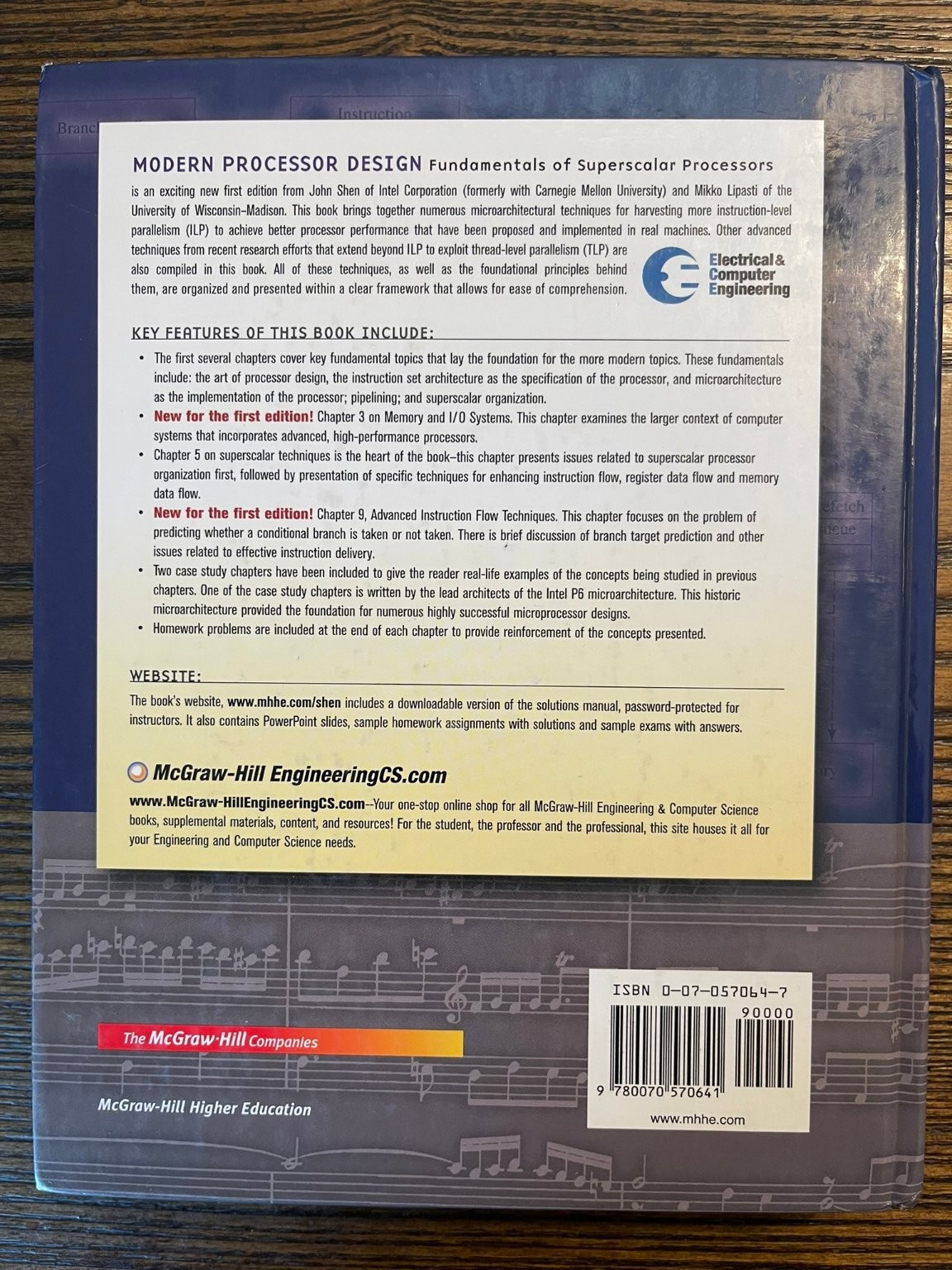 MODERN PROCESSOR DESIGN Shen Lipasti 2005 First Edition McGraw-Hill Computer:VG