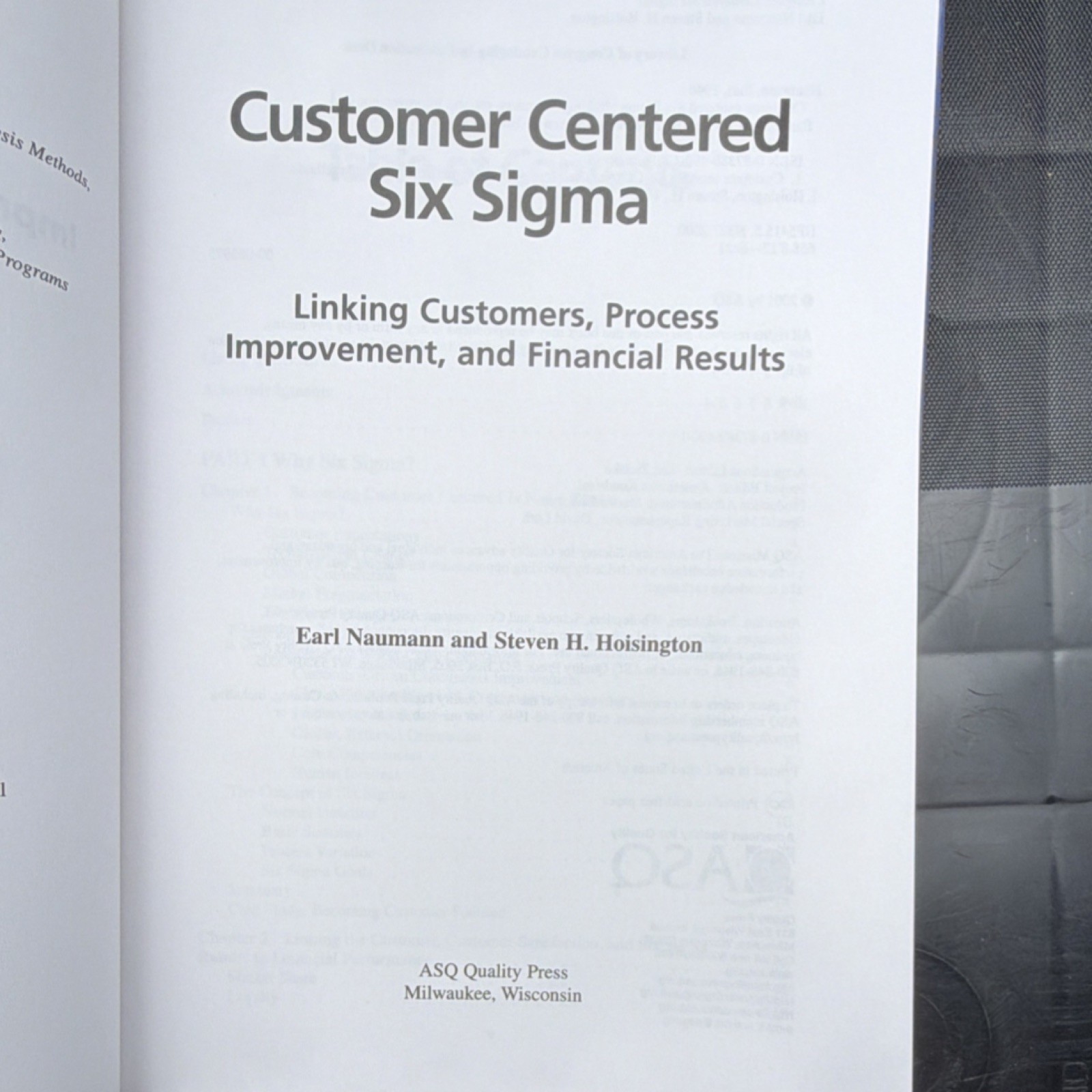 Customer Centered Six Sigma Hardcover Naumann Hoisington ASQ Quality Press