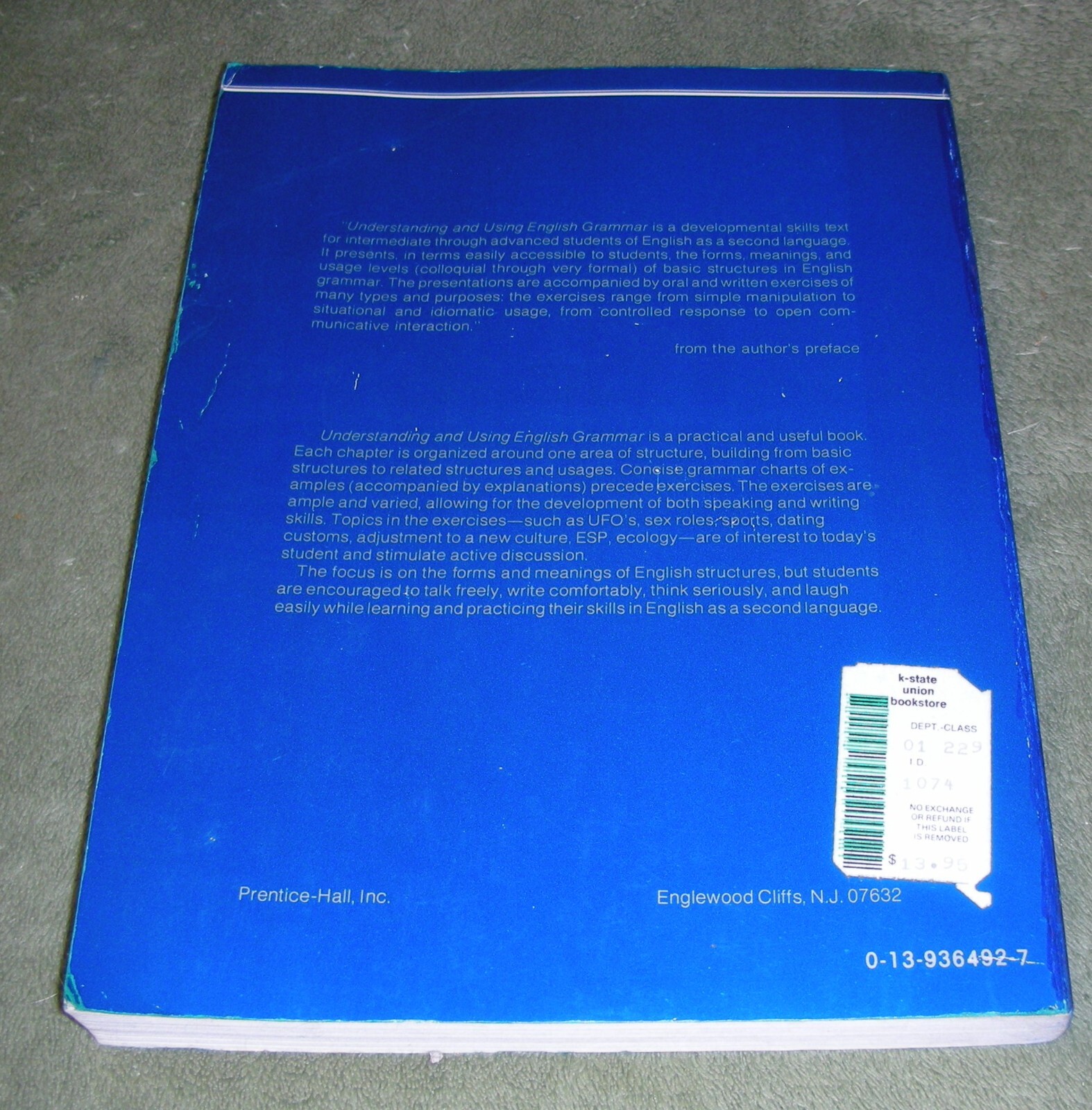 Understanding and Using English Grammar by Betty S. Azar 1981 Paperback