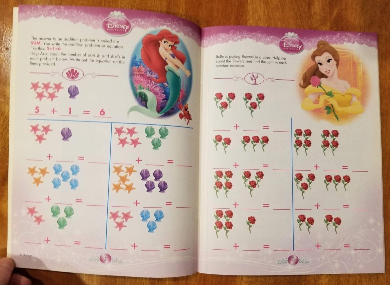Disney Princess Addition & Subtraction Math Workbook 32 pages UNUSED