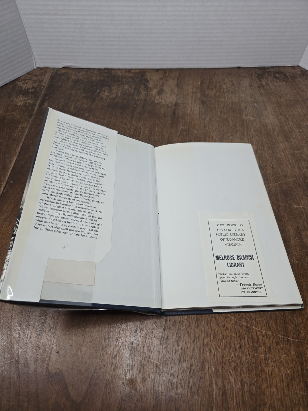 RABIES: THE FACTS, By Colin Kaplan – Hardcover Ex-library Book 1977