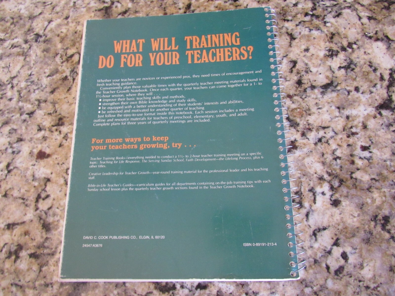 Teacher Growth Notebook-Practical Help Teacher Trainer Meetings-David Cook-1986