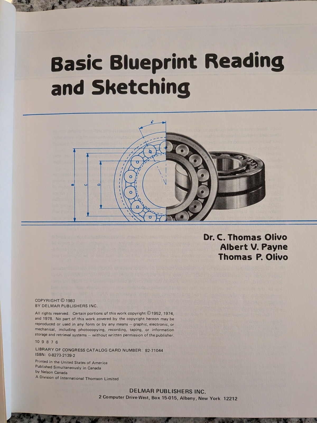 Basic Blueprint Reading and Sketching Revised Book by Olivo Payne Delmar 1983