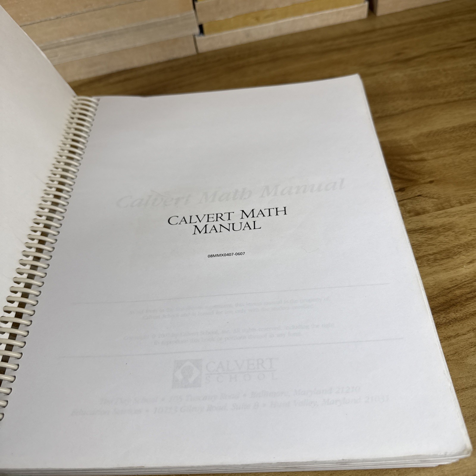 8th Grade Calvert Math Manual Spiral 08MMX0407-0607 Lesson Manual, Tests, Answer