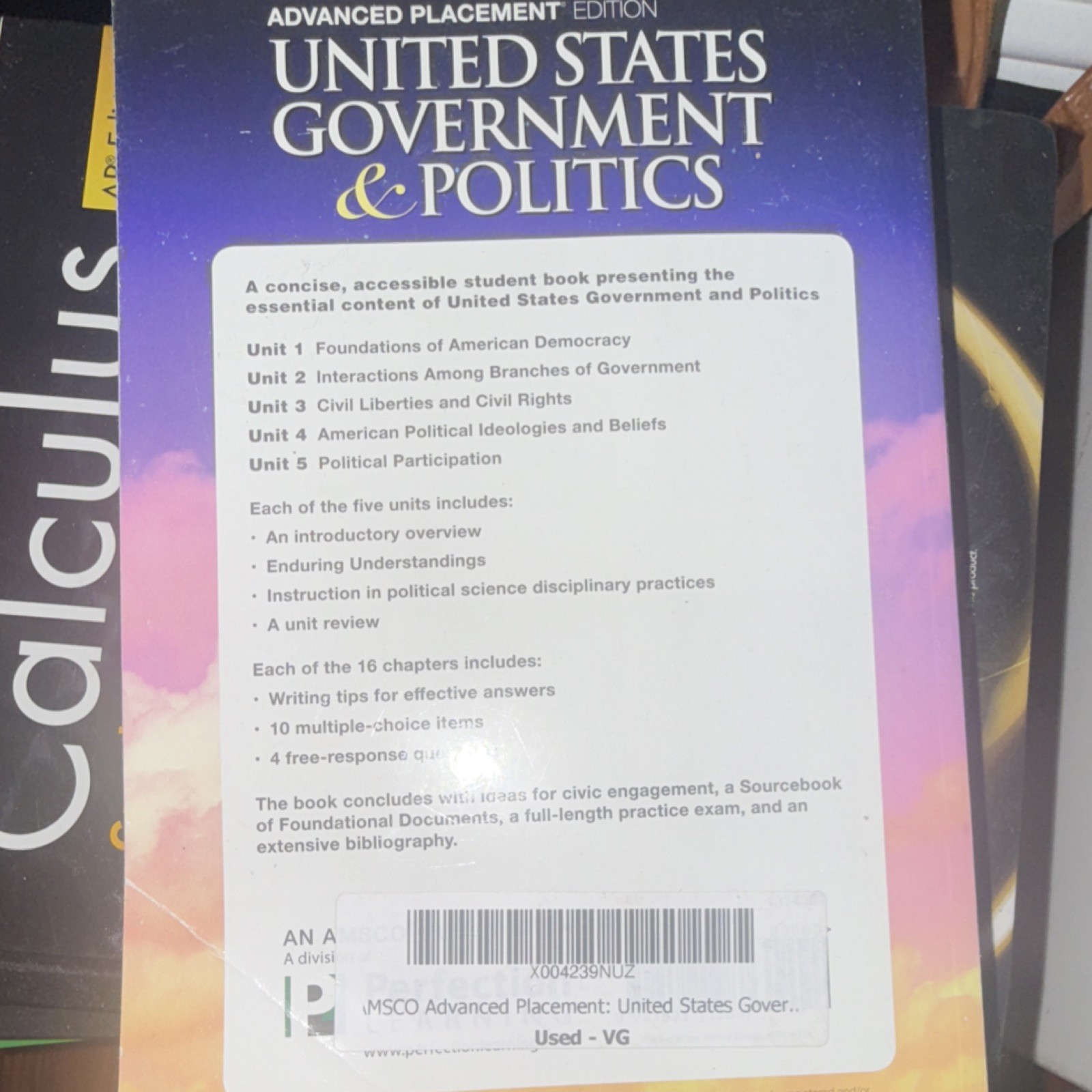 AMSCO AP United States Government & Politics 1st Ed David Wolfford Perfection L…