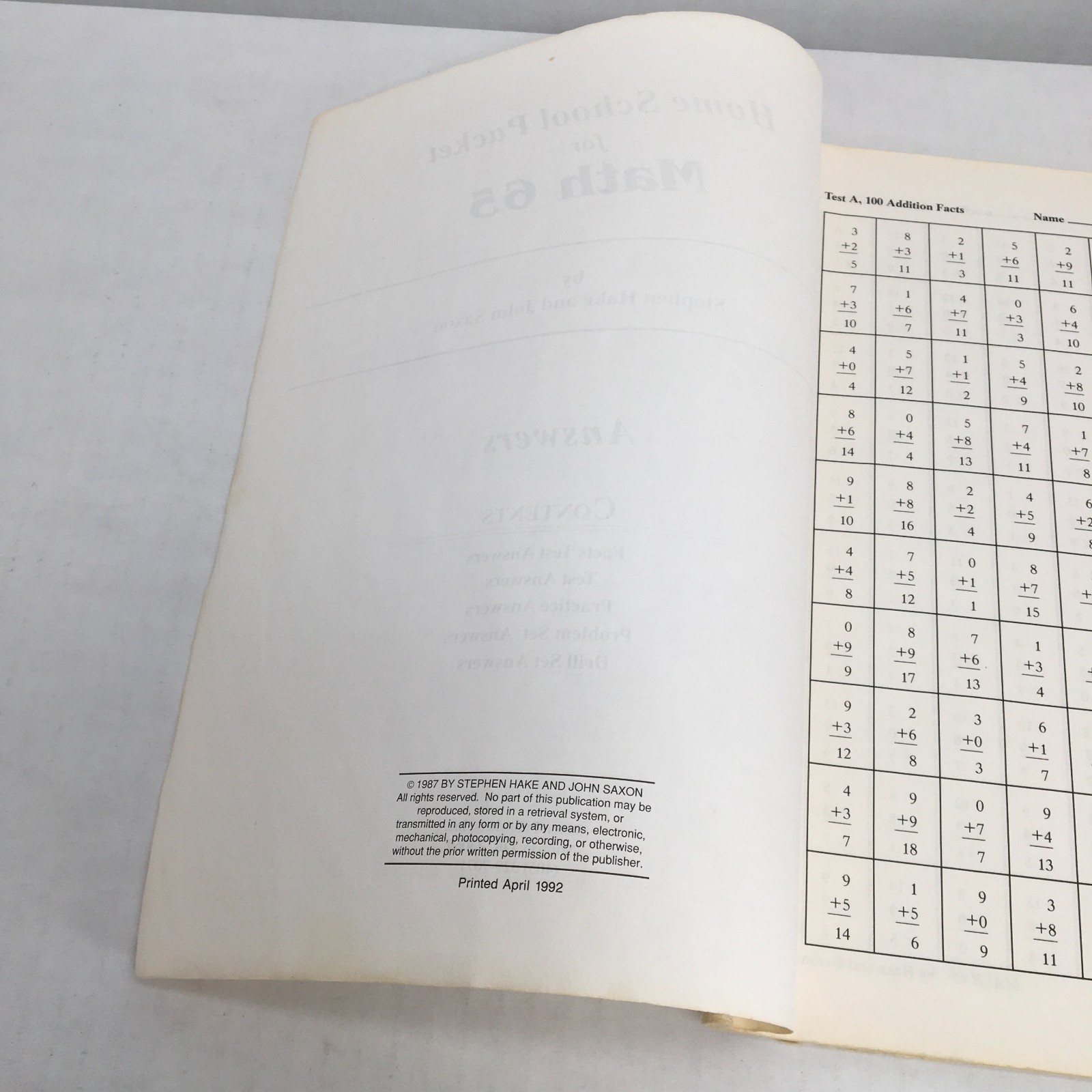 Saxon 65 Math Set 6/5: Textbook and Answer Key; 1st First Edition; Homeschool