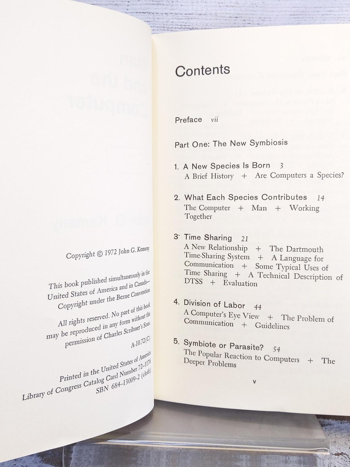 Man And The Computer, By John G. Kemeny 1972 Printing Vintage 1st Edition HCDJ