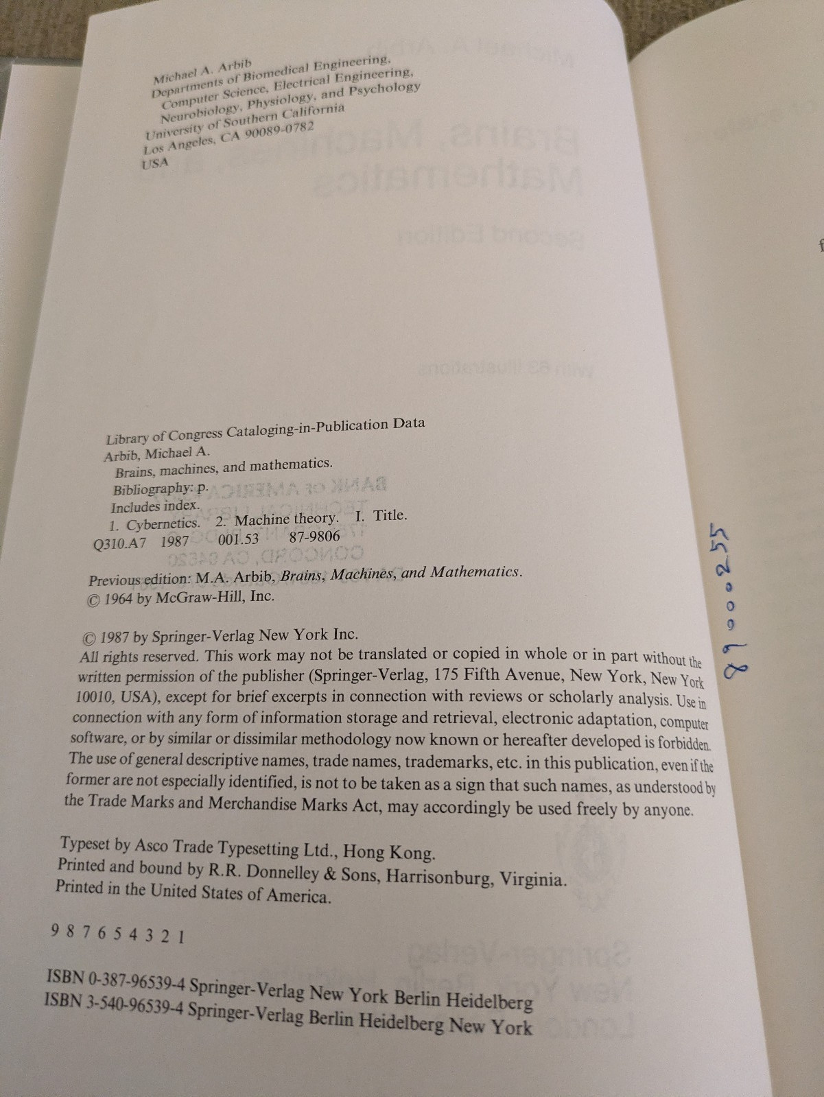 Brains, Machines, and Mathematics, 2nd Edition | Arbib | 1987 HC | Ex-Library