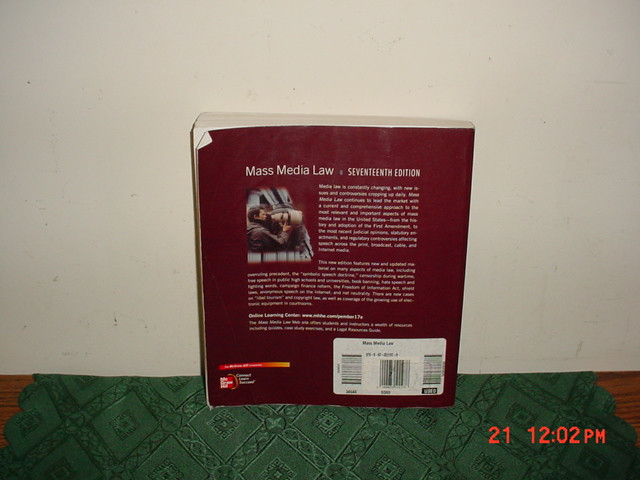MASS MEDIA LAW by Don R. Pember-Clay Calvert/2011/PB/17th Edition/ORIGINAL!