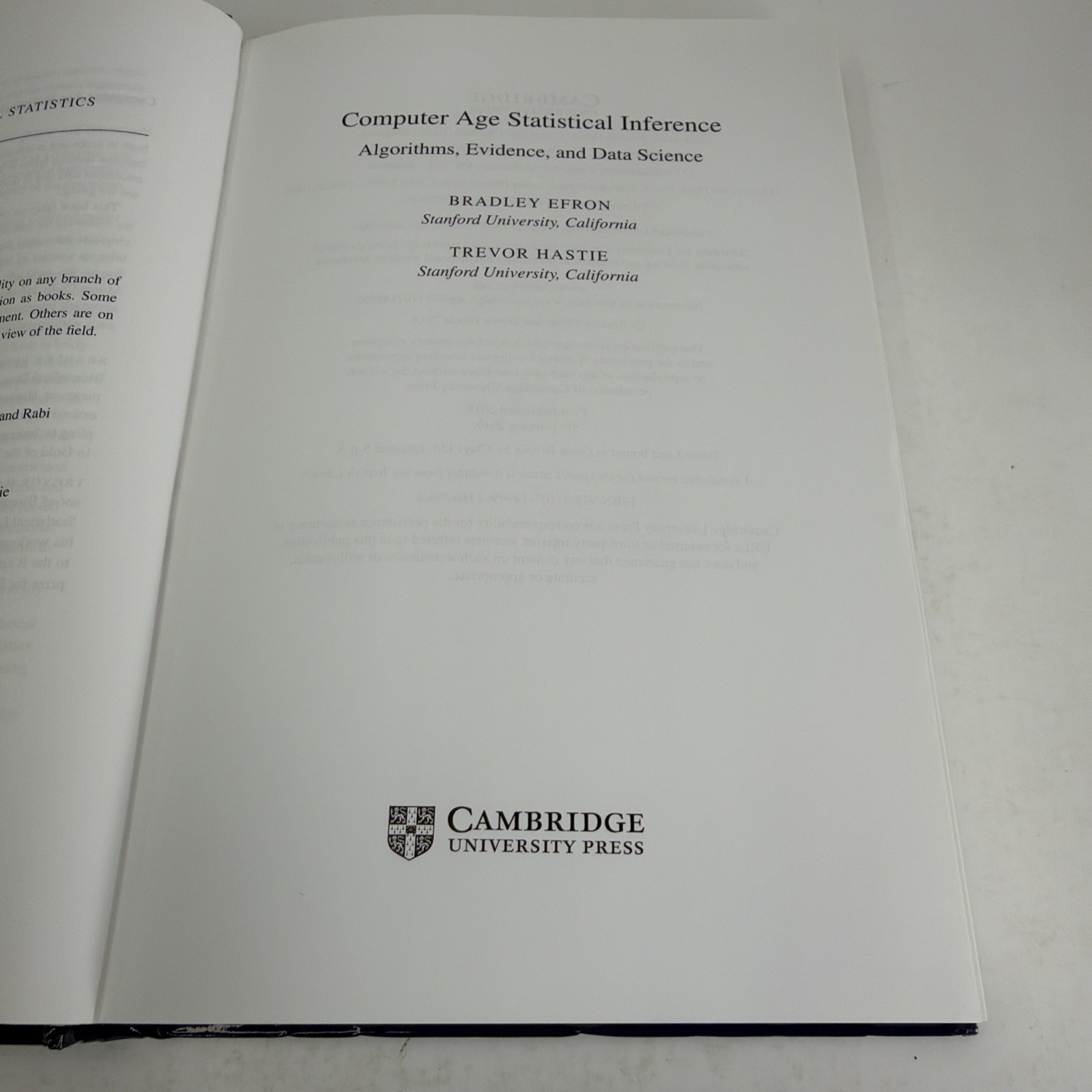 Computer Age Statistical Inference: Algorithms, Evidence, and Data Science HCDJ