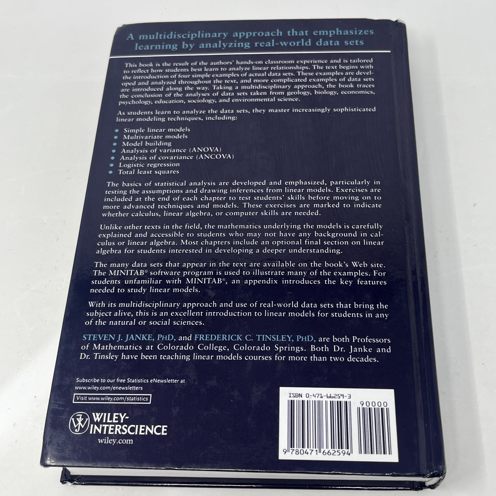 Introduction to Linear Models and Statistical Inference – Steven J. Janke HC