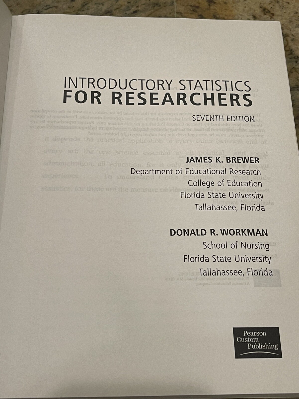 Introductory Statistics For Researchers 7th Edition James Brewer Donald Workman