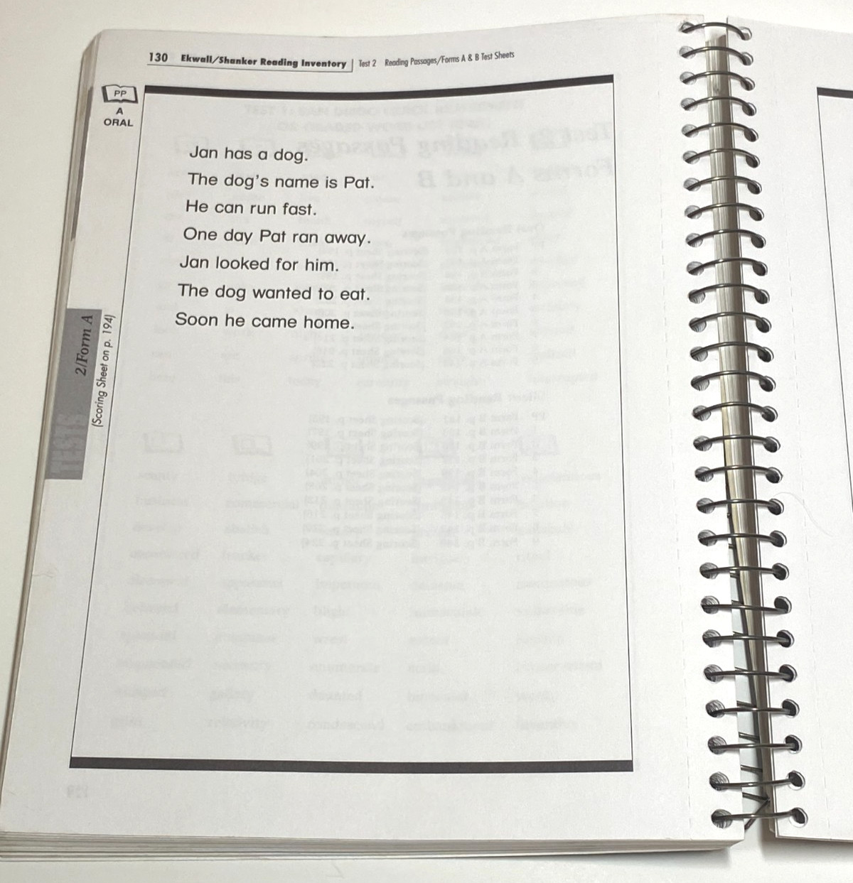 Reading Inventory Book by James Shanker and Ward Cockrum Ekwall/Shanker
