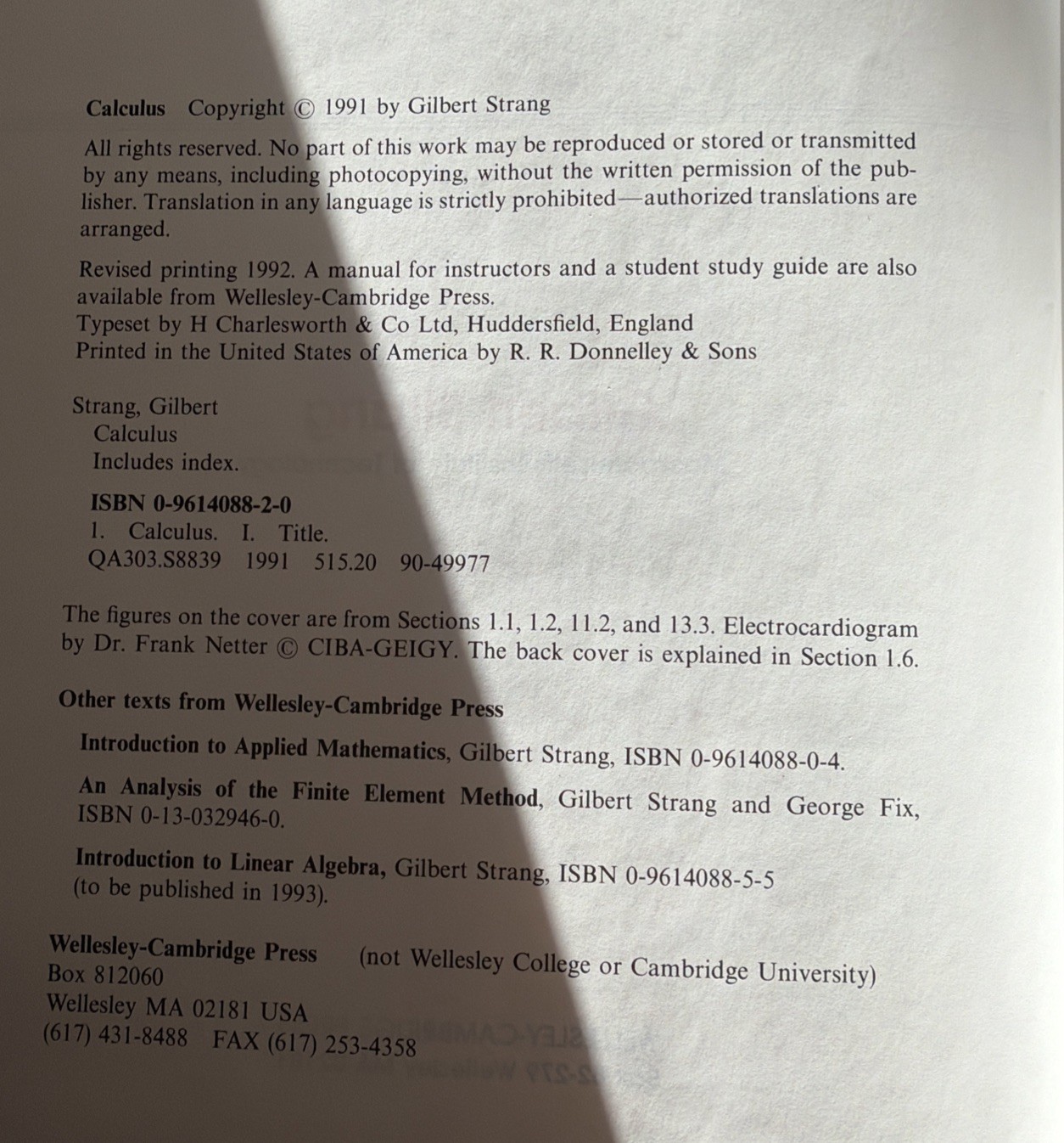 Calculus – Hardcover, by Strang Gilbert –