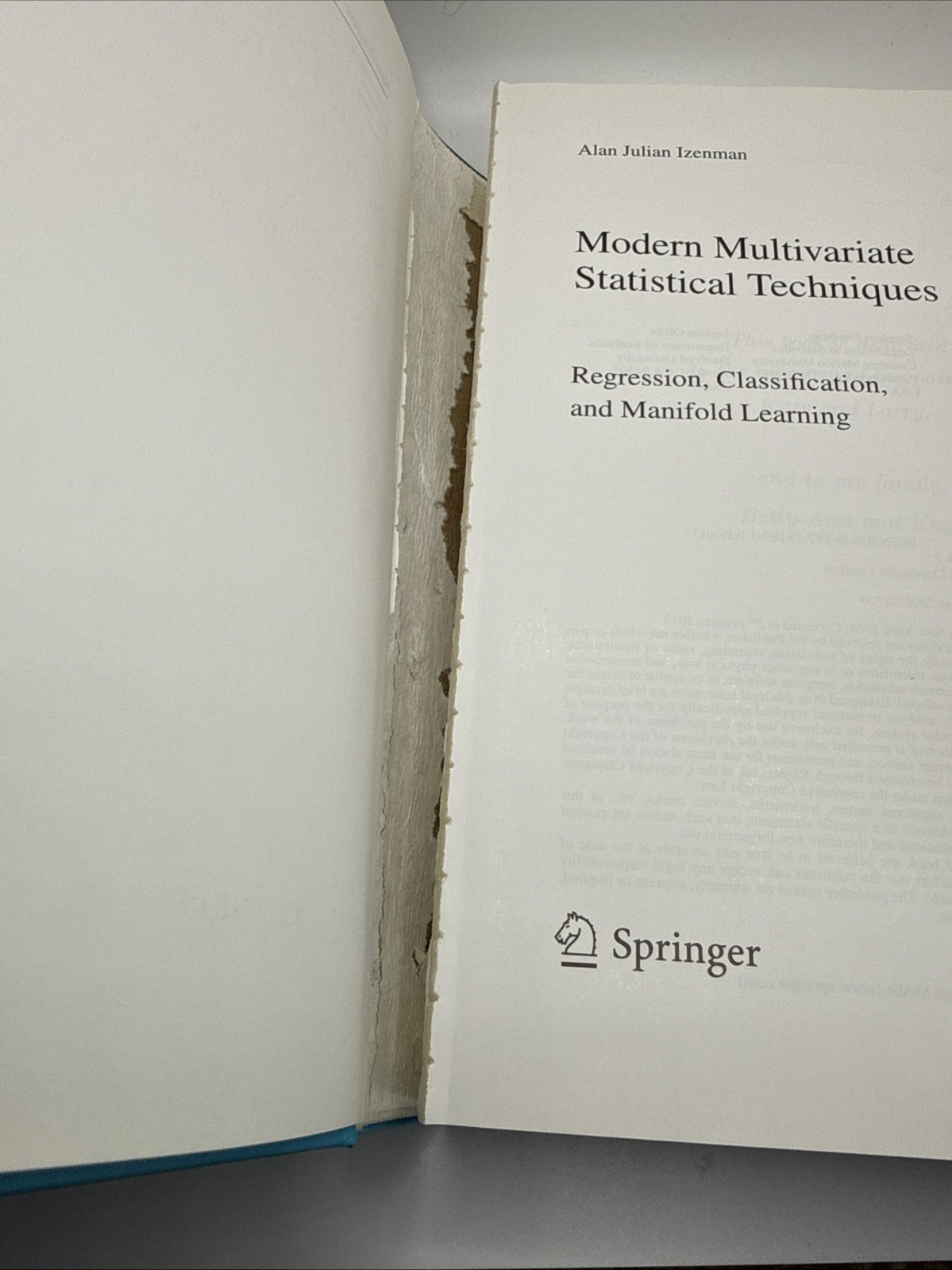 Springer Texts in Statistics Ser.: Modern Multivariate Statistical Techniques