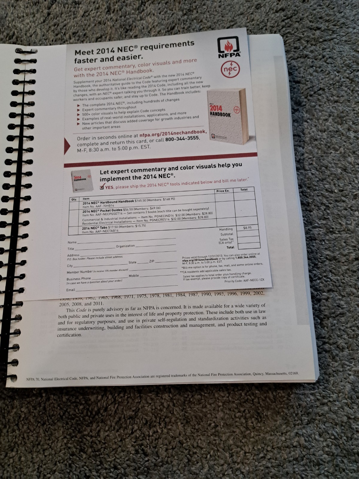 NFPA 70, National Electrical Code : 2014 NEC Spiralbound