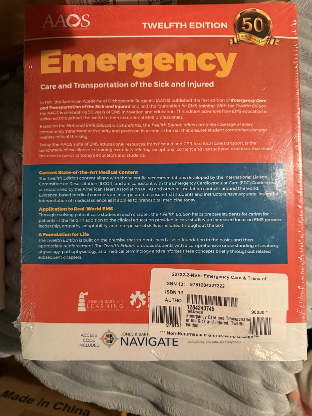 AAOS Emergency Care & Transportation Twelfth Edition Hardcover + Access Code