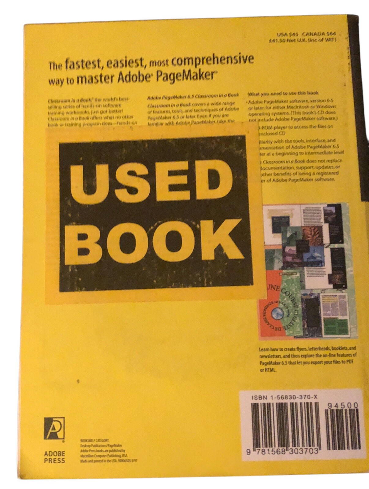 Adobe Pagemaker 6.5 Classroom in a Book by Adobe Creative Team (1997, Mixed M…