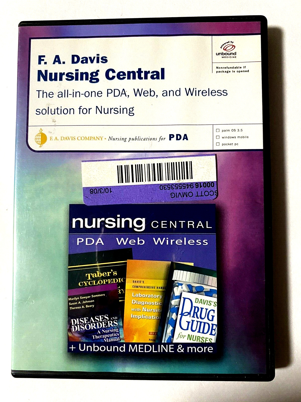 NURSING CENTRAL: THE ALL-IN-ONE PDA, WEB, AND WIRELESS By F A Davis Co