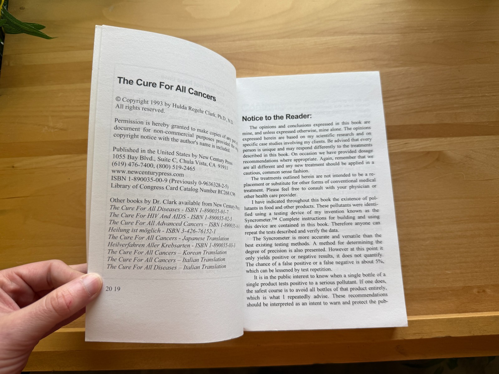 The Cure For All Advanced Cancers by Hulda Regehr Clark New Century Press