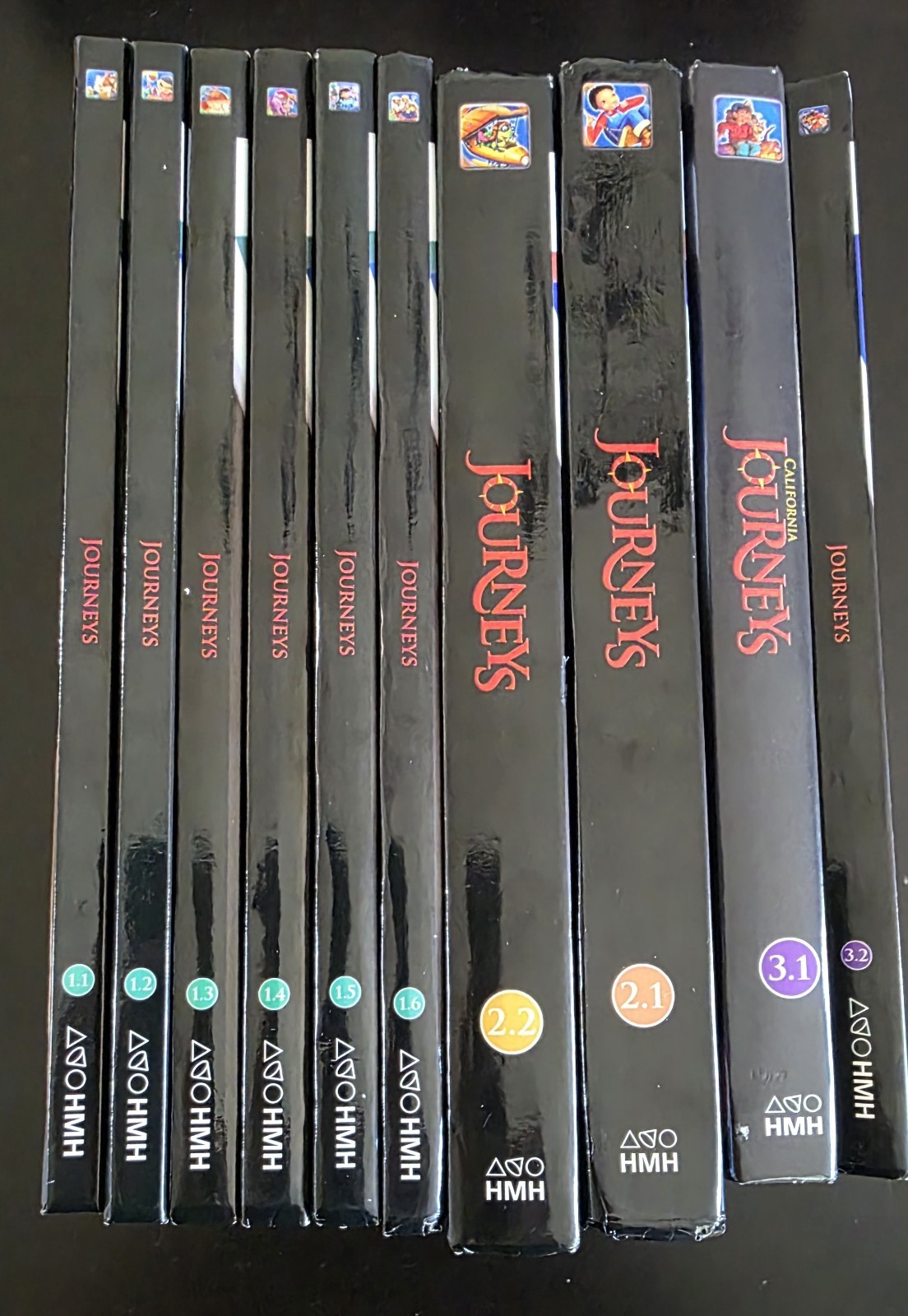Journeys Complete Set 1-6 First Grade, 1-2 Second Grade and 1-2 Third Grade.