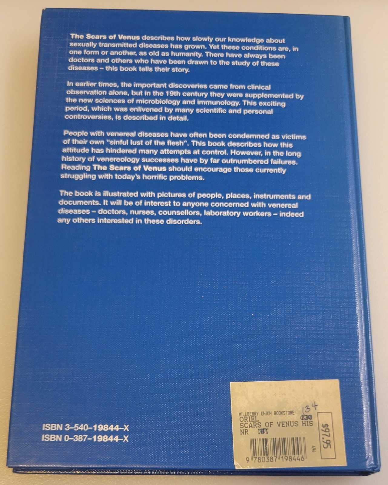 THE SCARS OF VENUS: A History of Venereology 1994 1st Edition ORIEL Rare HC BOOK