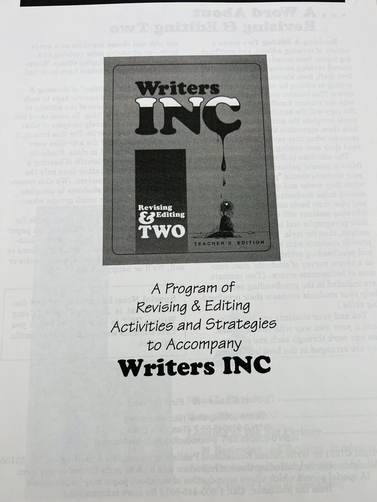 Writers Inc Revising & Editing Two Teacher Edition~Write Source 1991 ~ K1 13