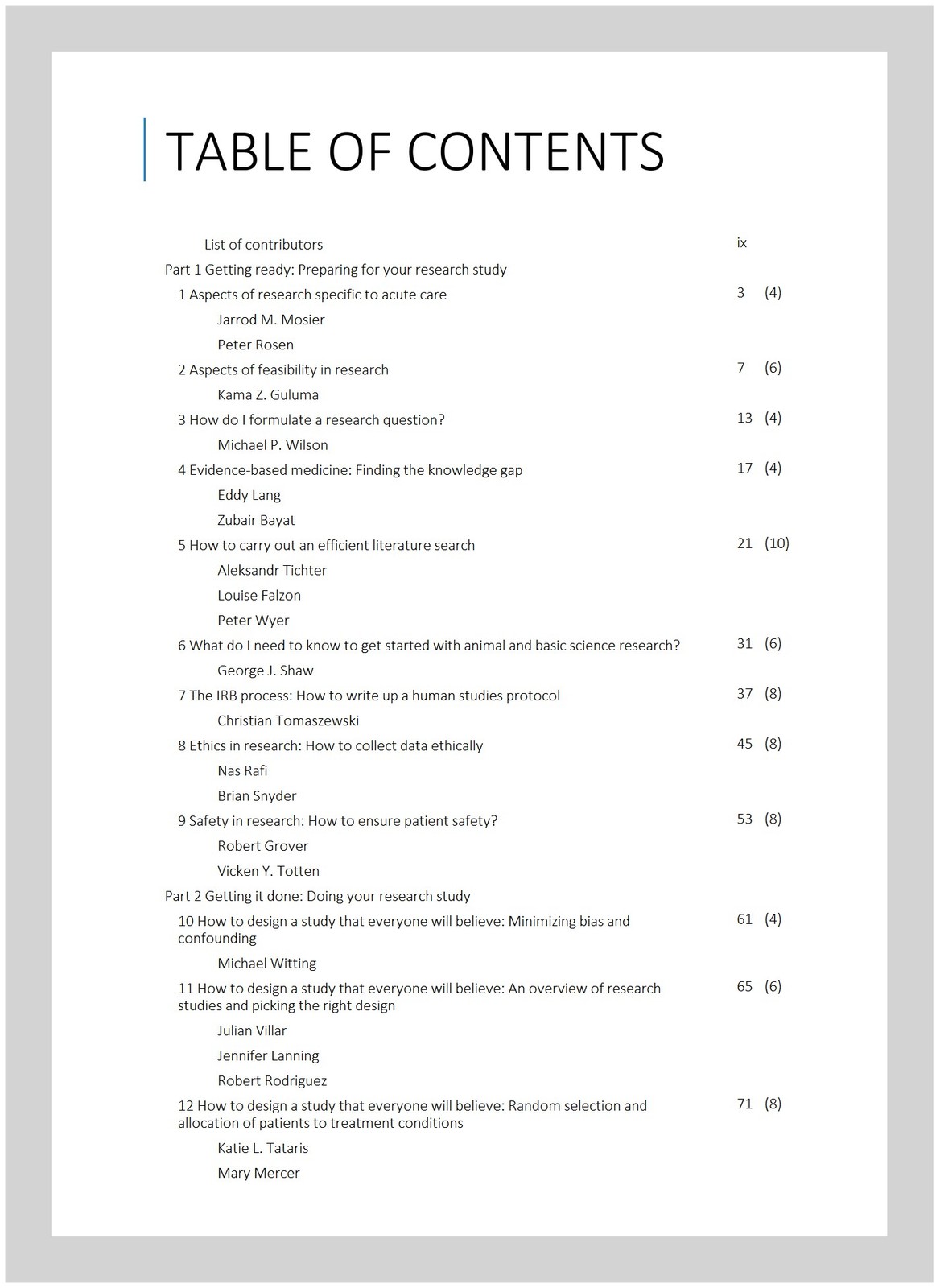 Doing Research in Emergency and Acute Care : Making Order Out of Chaos, Paper…