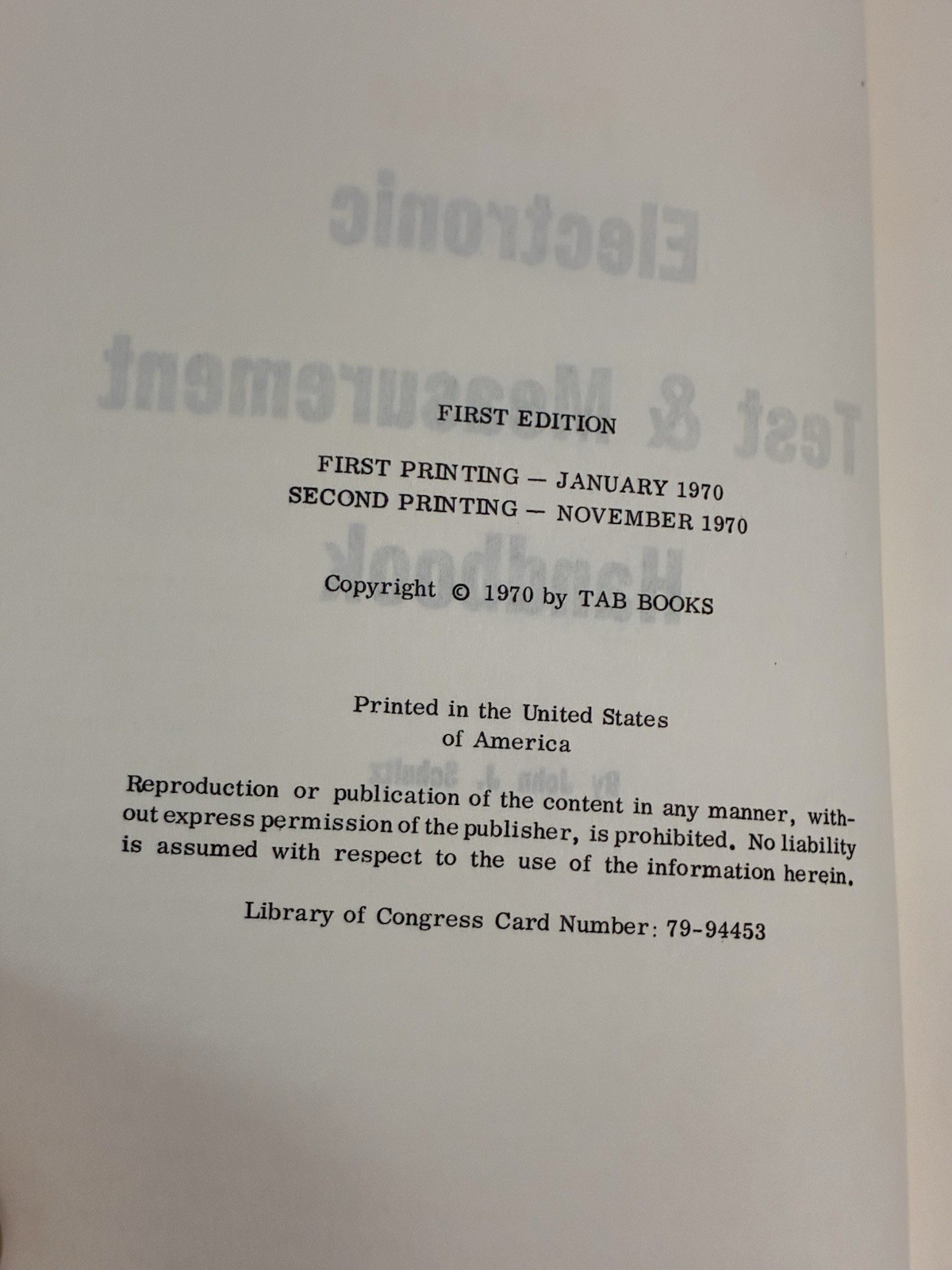 Electronic Test & Measurement Handbook John J Schultz 1970 First Edition TAB