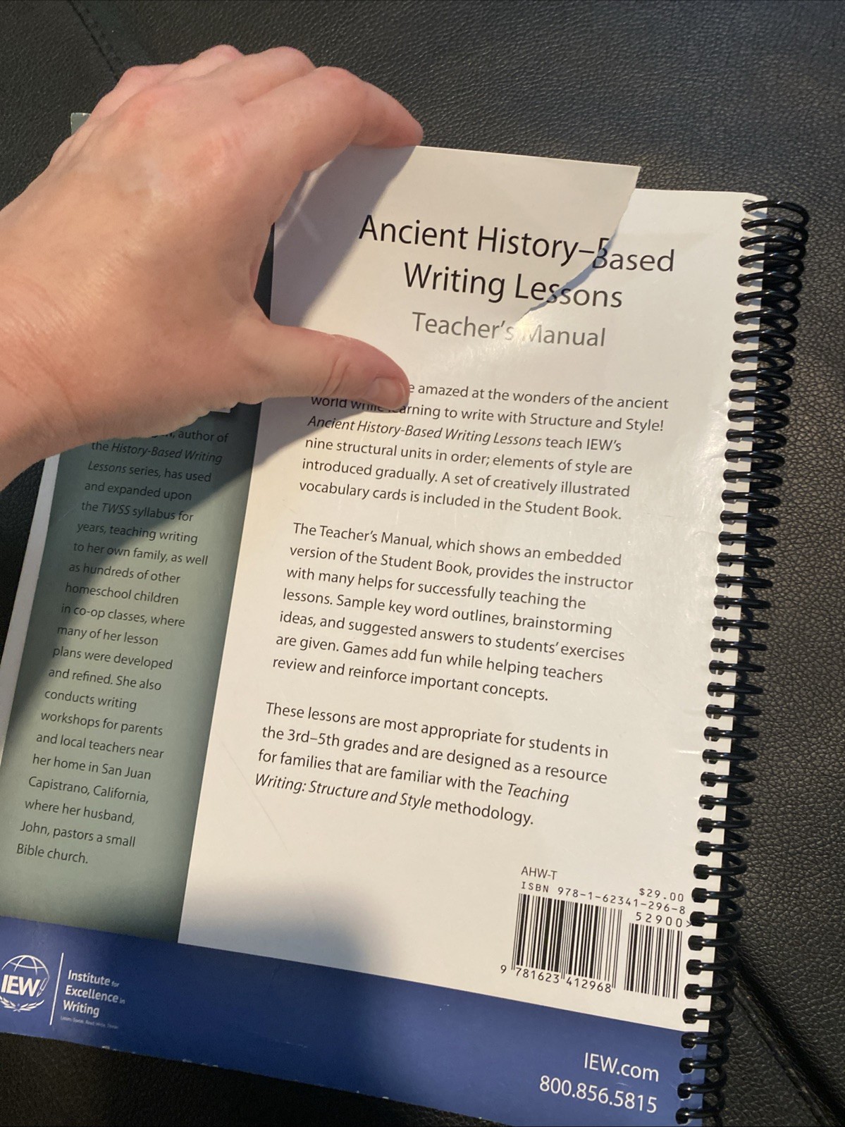 IEW Ancient History Based Writing Lessons Teachers Manual Spiralbound Book