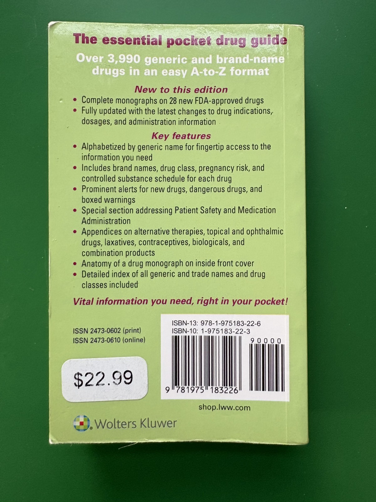 2022 Lippincott Pocket Drug Guide for Nurses by Rebecca Tucker, paperback