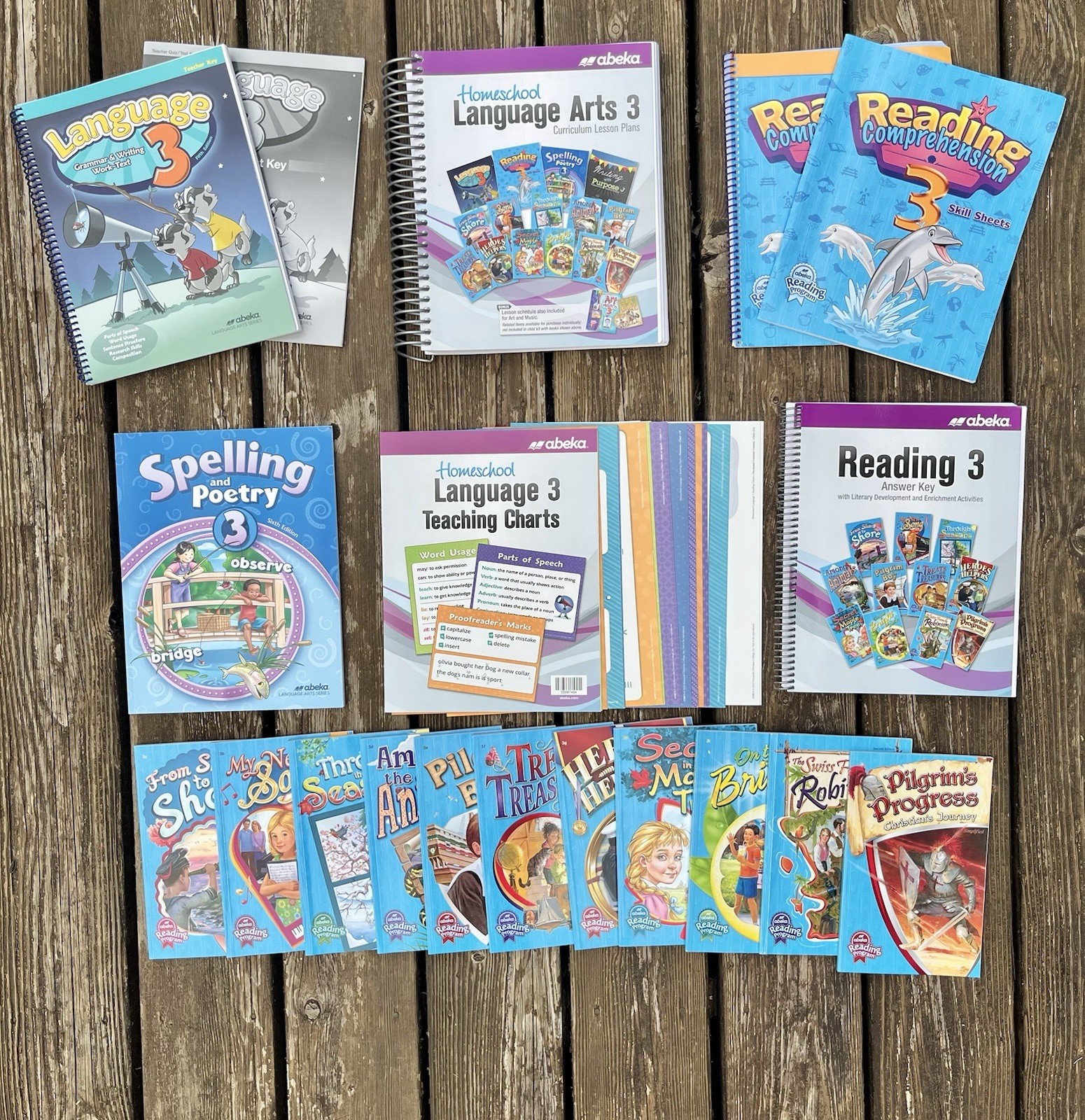 Abeka Language Arts 3 Grade 3 SET of 18 + Teaching Charts (Very Good)