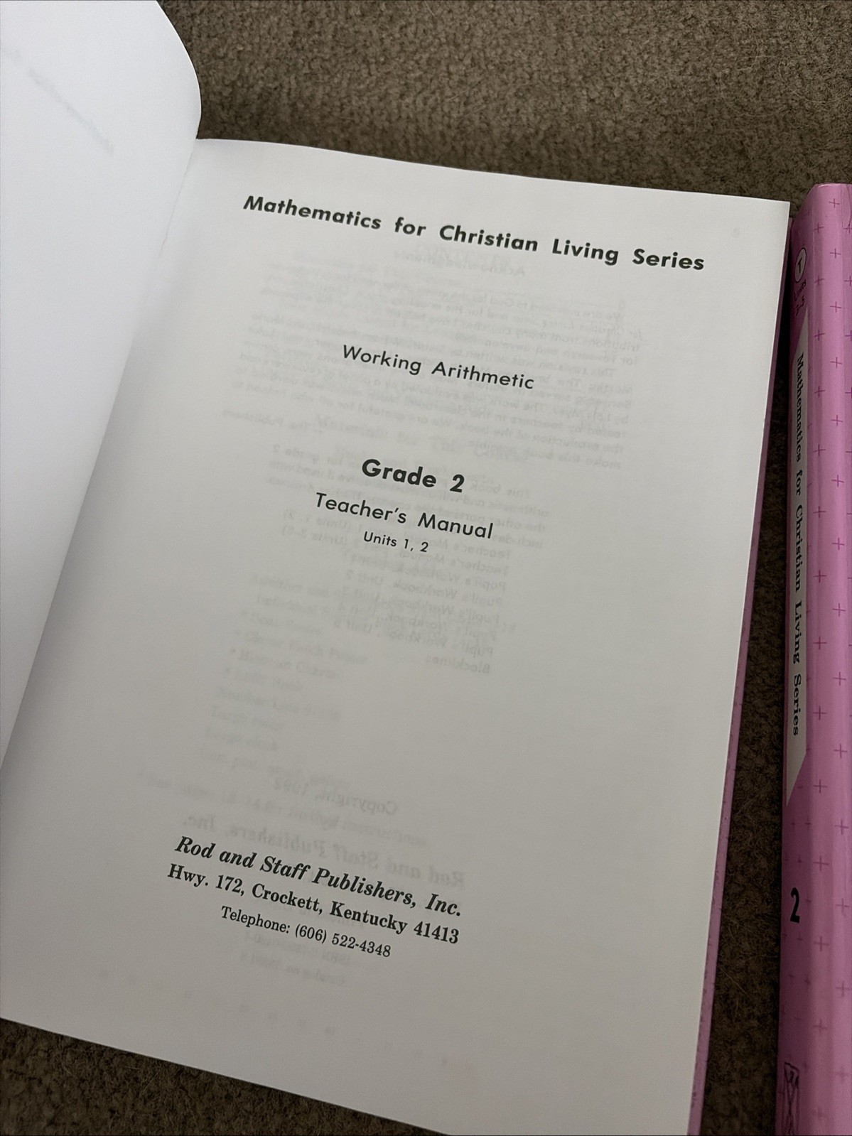 Rod & Staff Working Arithmetic Grade 2 Teacher’s Manual Set Units 1-5